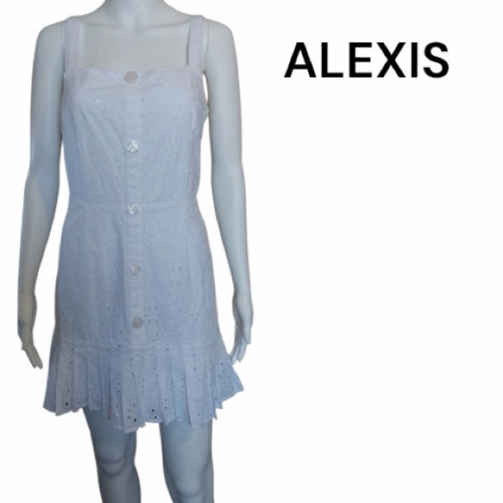 Alexis White Eyelet Sleeveless Pleated Dress
